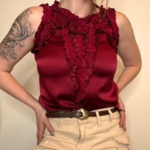 Elie Tahari Designer Sleeveless Top 100% Silk